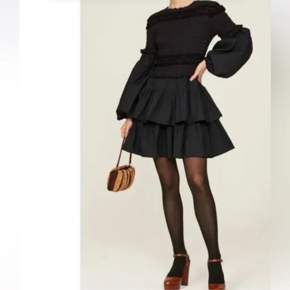 ULLA JOHNSON nadia mini dress in black Sz 8